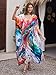 IMAGEKOPE Women's Plus Size Loose Fit Moroccan Print V-Neck Batwing Kaftan Beach Dress Bathing Suit Cover Up