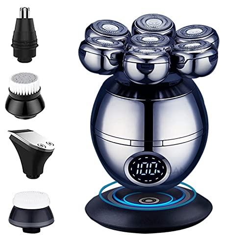 Head Shavers for Bald Men, 7D Electric Shaver for Men Independently 7 Cutter Floating Head Waterproof Electric Razor Multifunction Trimmer with LCD Display