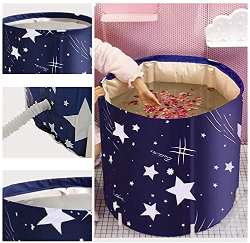 Portable Bathtub for Adults Soaking at Home Eco-Friendly Freestanding Bathtub for Shower Stall,Thickening with Thermal Foam to Keep Temperature,Blue Sky