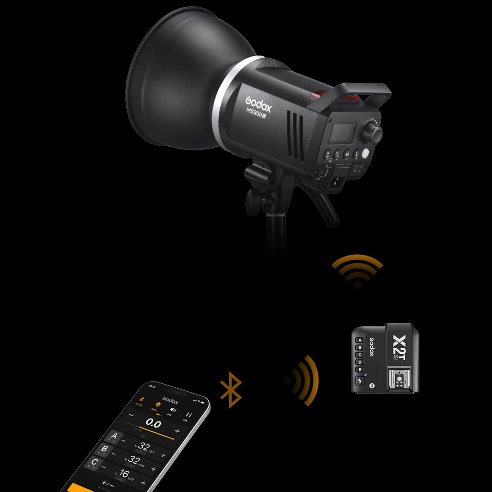 Godox MS300-V MS300V 300W Studio Strobe Flash, 5800K±200K, sistema wireless 2.4G, con lampada da modellazione a LED, tempo di riciclaggio 0.1~1.8S, Bowens Mount Monolight
