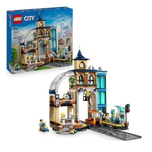 LEGO City Central Train Station Set with a Maintenance Vehicle Toy, Working Lift, Ticket Machine, 2 Platforms & a Track Piece, plus 6 Minifigures - Gift for 7+ Year Old Boys & Girls - 60469