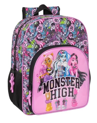 Safta MONSTER HIGH DRAMA – Zaino scuola per bambini, zaino per bambini, zaino per bambini, adattabile a carrozzina, ideale per bambini in età scolastica, comodo e versatile, qualità e resistenza, 33 x
