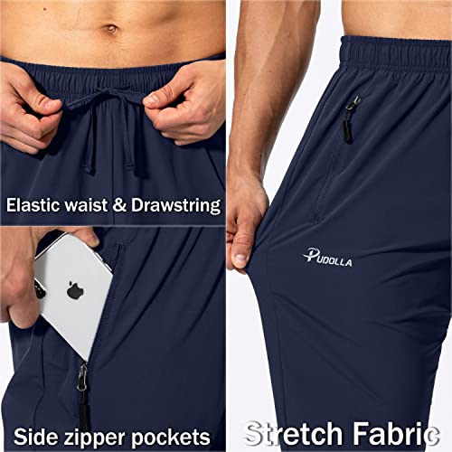 Image of Pudolla Men's Workout Athletic Pants Elastic Waist Jogging Running Pants for Men with Zipper Pockets
