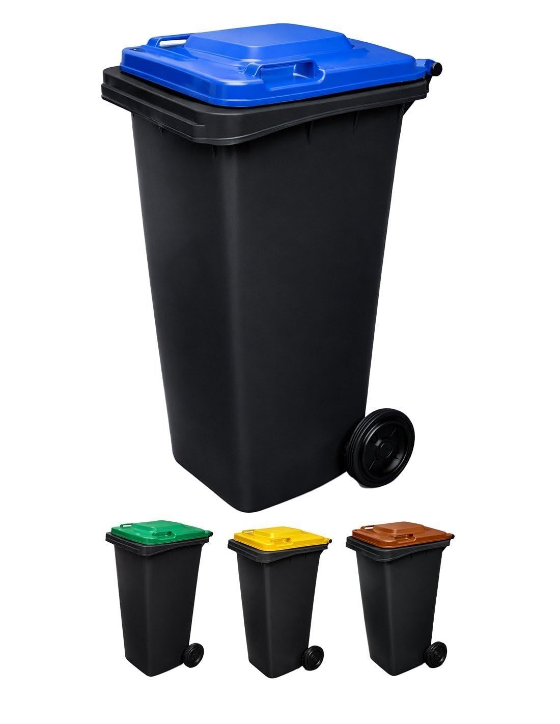 JARDIN202 - JARDIN202 - Contenedor de basura reciclables 240L 2 ruedas | Ecodiseño Negro | COLOR: AZUL () | COLOR: AZUL