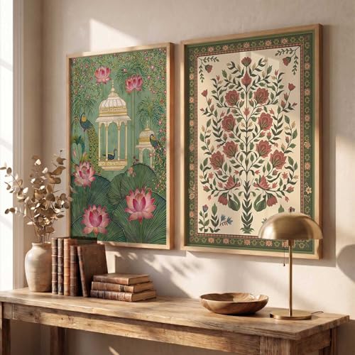 Image of kotart Madhubani Art Wall Painting Traditional Home Decoration With Frame For Living Room Bed Room Hotel Wall Decor Digital Reprint Set of 2 (19X25 INCH)