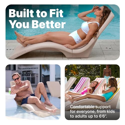 Image of Step2 Vero Pool Lounger, in-Pool Chaise Lounge Chair for Tanning Ledges up to 12 in, Outdoor Patio Chair, Weighted, Earthy Tan w /Speck