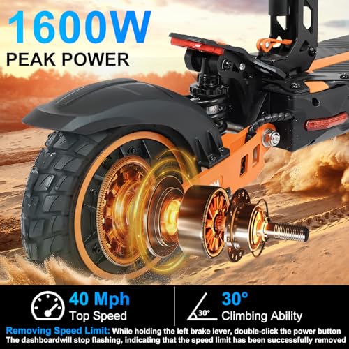 Image of Electric Scooter Adults 1600 /4000 /6000W Motor 50 Miles Long Range & 40 /45 /50 MPH Top Speed 10 inch Off Road Tire Folding E-Scooter 60V /48V 20.8AH Battery Kick Scooter with Detachable Seat for Commuter