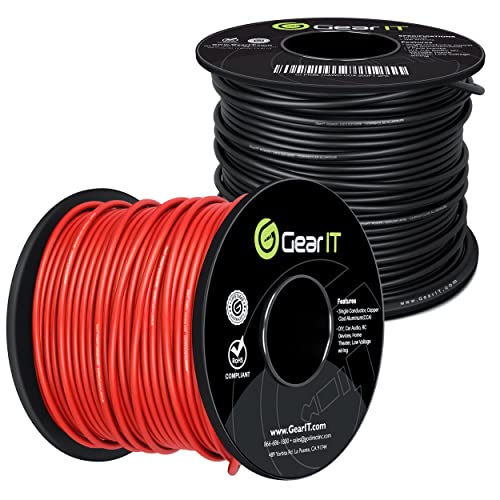 GearIT Primary Automotive Wire 14 Gauge (200ft Each - Black Red) Copper Clad Aluminum CCA - Power Ground for Battery Cable, Car Audio, Wire, Trailer Harness, Electrical Wire - 400 Feet Total 14ga Wire