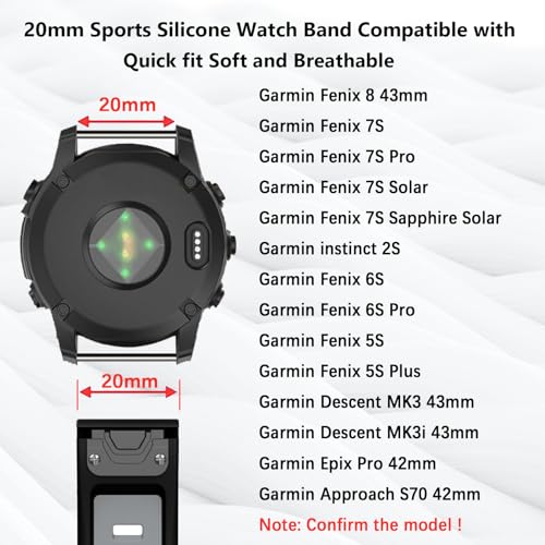 Correa de silicona 20mm para Garmin Quick Fit miniatura 5