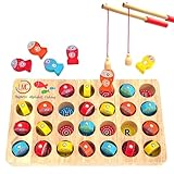Magnetic Fishing Game | Fishing Game for Kids | Alphabet & Math Learning Toys | Letters, Numbers & 2 Fishing Poles | Preschool Skill Development Toy | Toddlers Games Ages 3-5 | 1 Wood Set