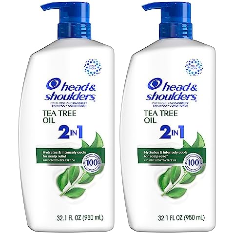 Head & Shoulders 2 in 1 Dandruff Shampoo and Conditioner, Anti-Dandruff Treatment, Tea Tree Oil for Daily Use, 32.1 oz Each, Twin Pack Cover