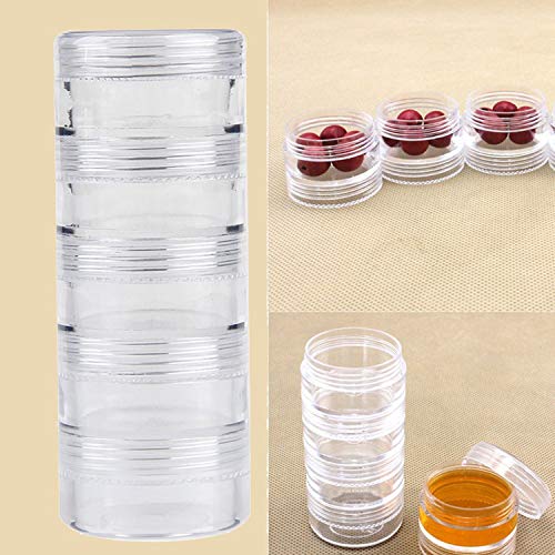 Image of TDOTM 5 Layer Cylinder Stackable Transparent Round PS Plastic Storage Container Box Super Clear Accessories Organizer Box for Beads Crafts Other Small Items (10 Column Combination Sale)