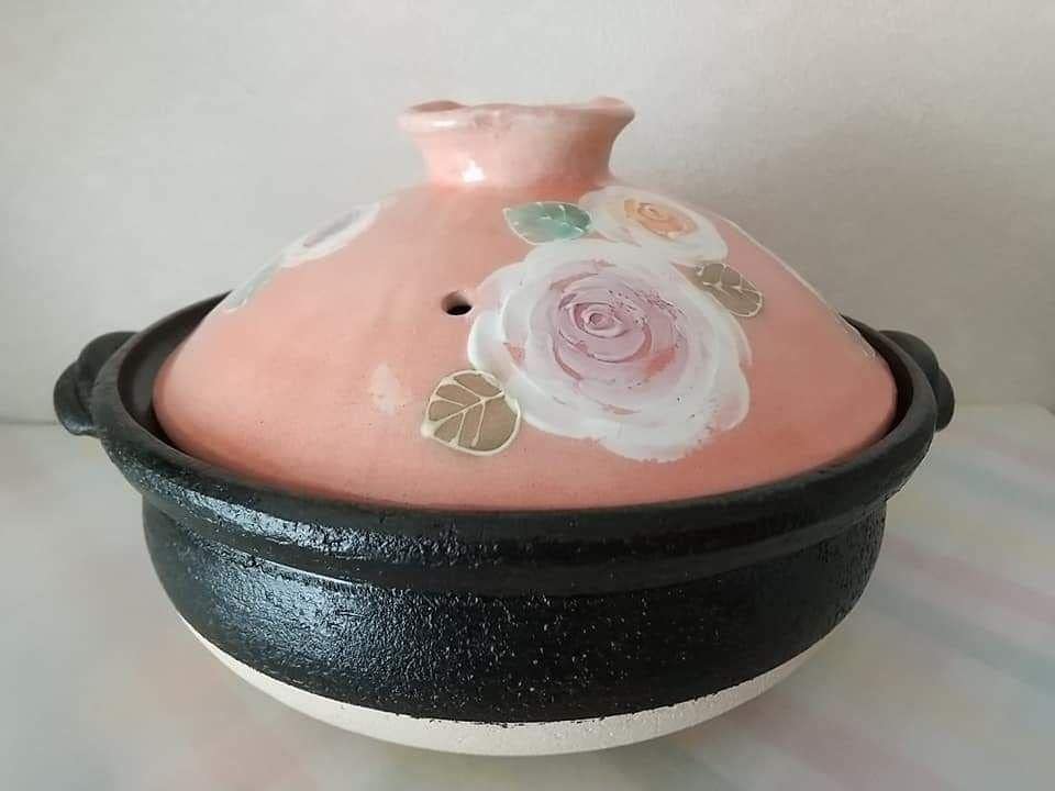 Amazon.co.jp: ゆずりは工房の姉妹ブランド工房風花 土鍋 彩バラ 8号