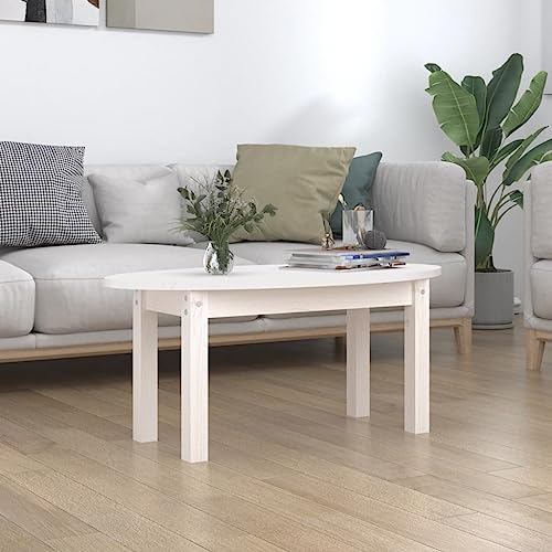 Table basse blanc en pin massif robuste meuble de salon - 3