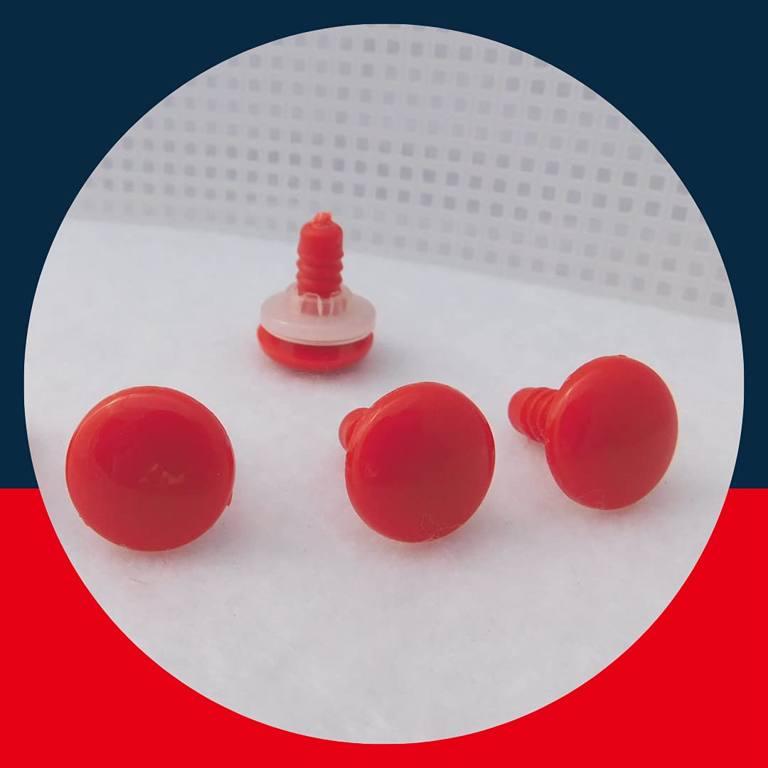 10 Pair Safety Eyes Round Button Style (Red, 15mm)