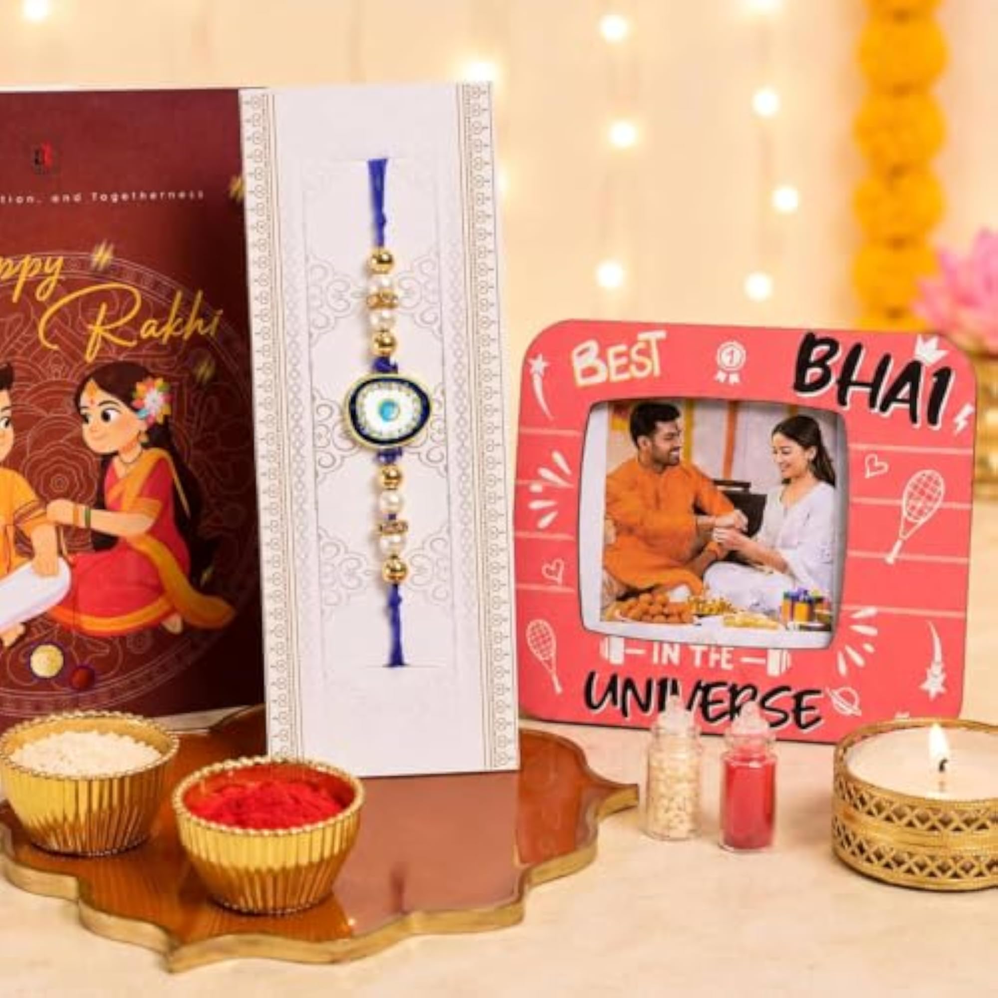 Evil Eye Diwali Gift Hamper with Personalized Photo Frame