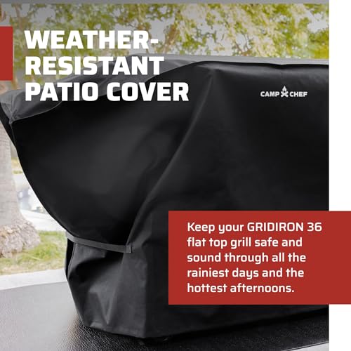 Image of Camp Chef Gridiron 36 Patio Cover - Durable Outdoor Flat-Top Grill Cover with Form-Fitting Straps for Gridiron 36