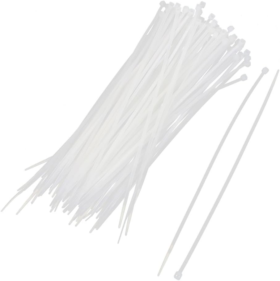 uxcell Nylon Wire Zip Cable Organizer Tie, 2.5mm x 200mm, 100pcs, White
