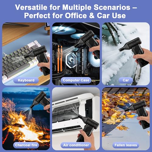 Emwel 3 Gear Adjustable 110000RPM Electric Air Duster With Light Portable Air Dust Blower, Cordless Compressed Air Duster For Computer, Keyboard, Outdoors And Car Cleaning - 6