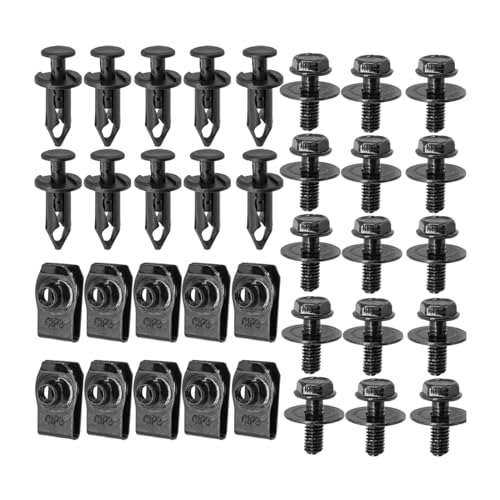 Image of Osilly 35 PCS Engine Under Cover Splash Shield Body Bolts Screws, Universal Extruded U-Nuts Kit, Bumper Fender Liner Push Retainer Fastener Clips, Replacement for G35 G37 FX35 FX45 EX35