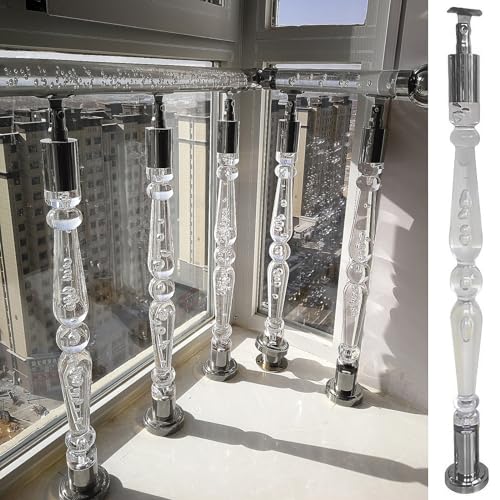 Poteau de garde-corps avec support d'angle réglable et colonne acrylique transparente 85cm