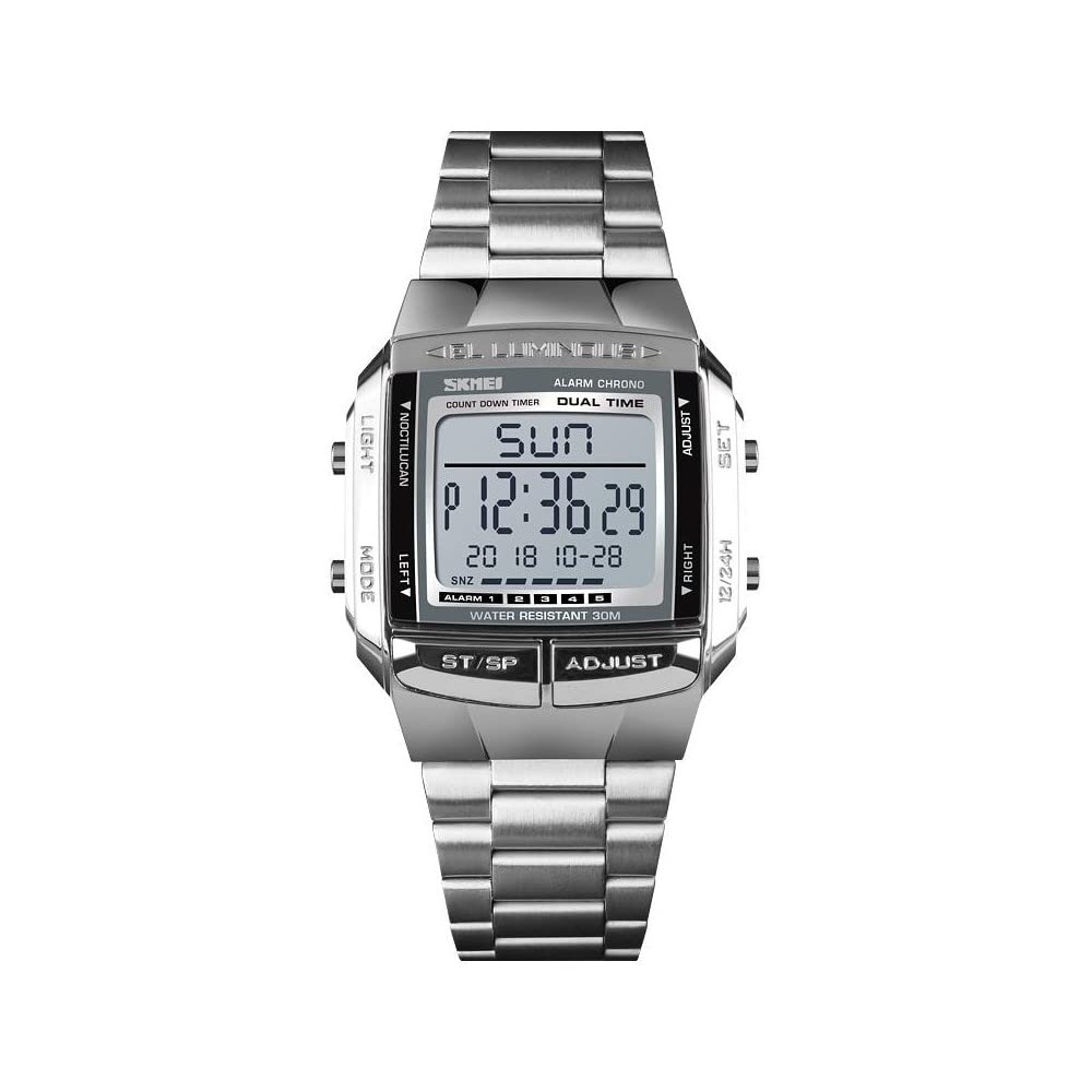 SKMEI Stainless Steel MenS Vintage Series Digital Square Dial With World Map Wrist Watch (Rose Gold) (B09JT3V63M) Amazon Price History, Amazon Price Tracker