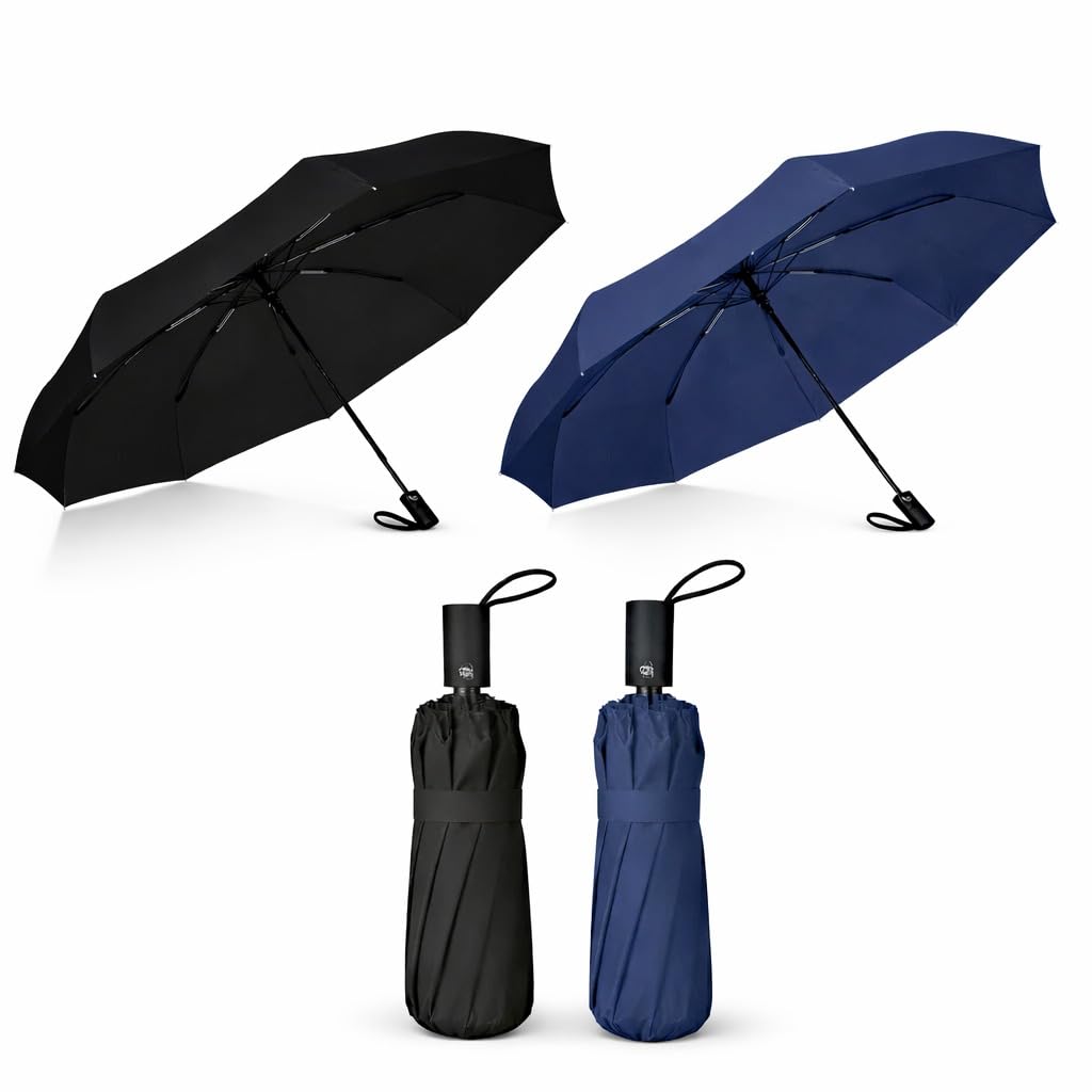 Compact 2 PC Auto Umbrella Set — Windproof 10 Ribs, UV Protection, One-Hand Open/Close, Ideal for Office & Travel-image-5