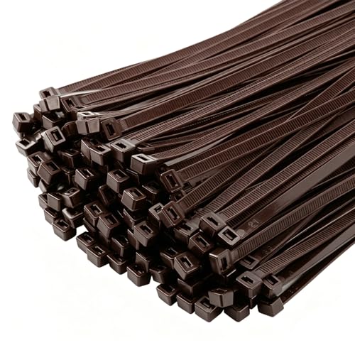 MasiStranth 200PCS 8 inch Brown Zip Ties 75LBS Tensile Strength Self-Locking heavy duty UV Resistant Cable Tie Wraps for indoor and outdoor use(Black)