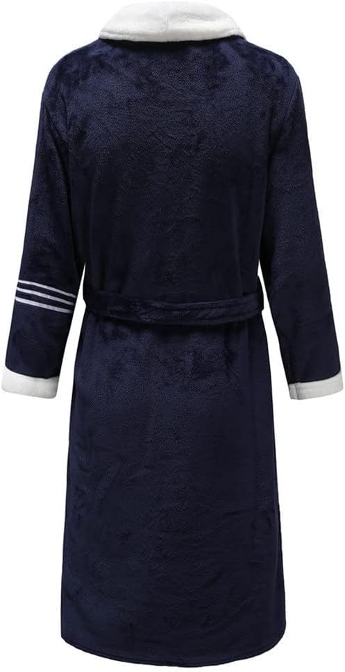 Flannel Men Nightwear Negligee Winter Coral Fleece Gown Sleepwear Home Clothing Thick Bathrobe Belt Pocket Nightgown