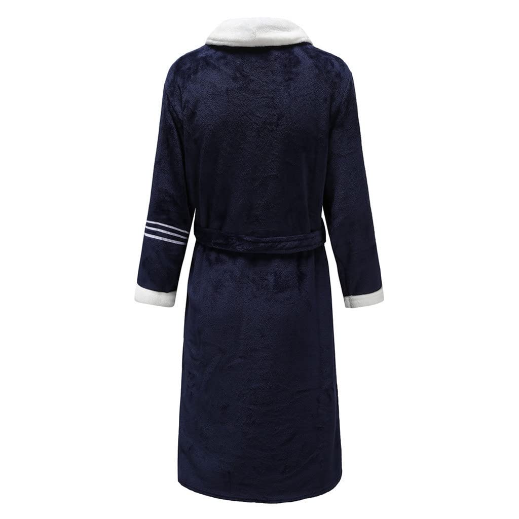 Pyjama en Flanelle pour Homme, Tenue d'hiver en Polaire Corail, vêtements de Nuit, Peignoir épais, Ceinture, Poche, Chemise de Nuit (Code 2XL)