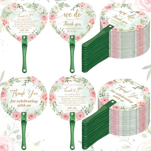 Yalikop 100 Pcs Wedding Guests Hand Fans Bulk, Green Leaf