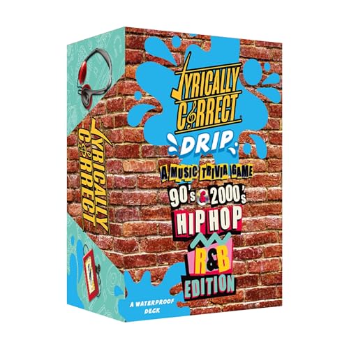 Lyrically Correct Waterproof DRIP ‘90s & 00s Hip-Hop & R&B Edition – Waterproof Music Trivia Card Game for Adults & Families – Pool, Beach & BBQ Party Game by Lyrically Correct - Used condition - US$21.85