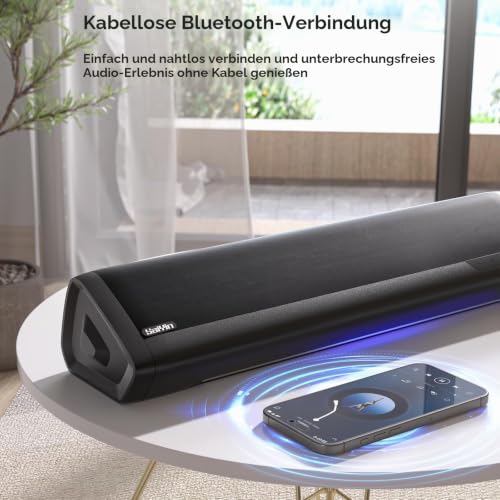 Saiyin TV Soundbar mit Subwoofer, 17-Zoll Soundbar für TV Geräte, 2.1ch Surround Sound System mit...
