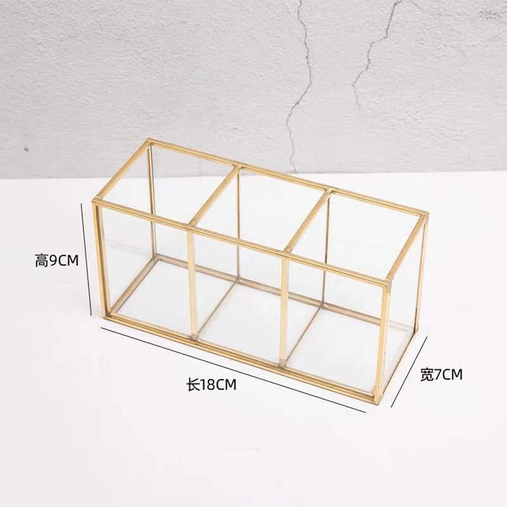 Organizadores de cosméticos Rejilla de pintura transparente Caja de tanque de almacenamiento de vidrio Contenedor de almacenamiento de cosméticos Almacenamiento de brochas de maquillaje (transparent