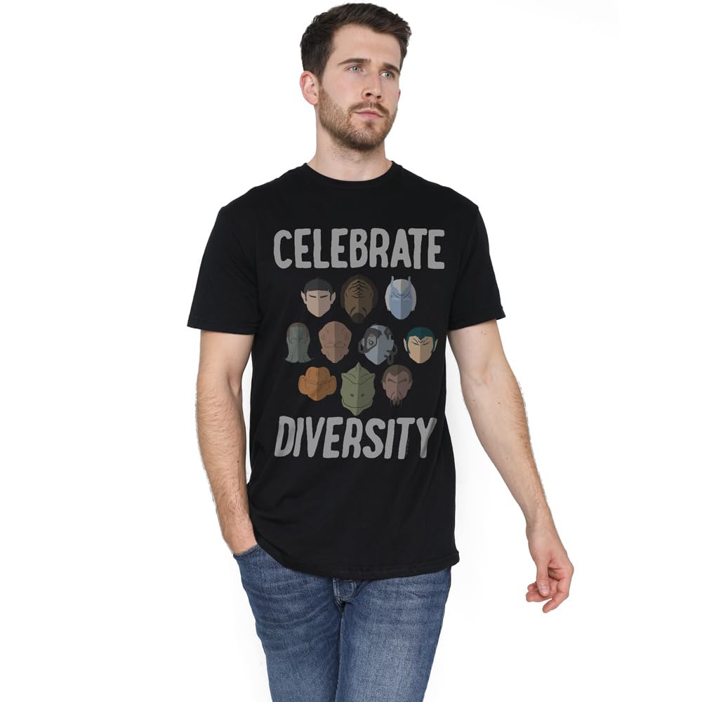 Star Trek The Celebrate Diversity Unisex Adult T Shirt, Black, Medium