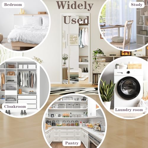 Image of Bifold Door for 24 inchx80 inch Opening, Preassembled Aluminum Alloy Mirrored Folding Door with Hardware Kit Included, Interior Bi fold Barn Door for Bedroom & Closet, White