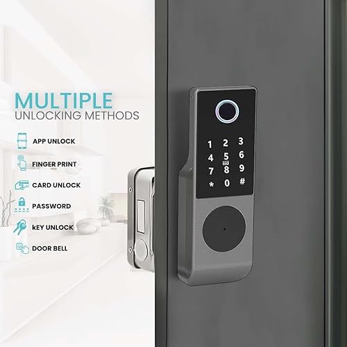 Miniatura 3 de Cerradura de puerta doble con cierre inteligente, pestillo electrónico de puerta para valla al aire libre, cerradura de llanta inteligente sin llave