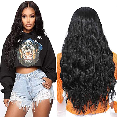TIANTAI Long Wigs for Women Middle Part Wigs Heat Resistant Synthetic Wig (Deep Wavy)