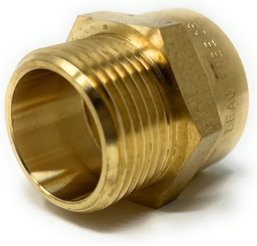 Cascada G Thread (British BSPP) to NPT Thread Pipe Fitting Adapter - Lead-Free (Male x Female, 1"G Male x 1"NPT Female) | Brass Pipe Fitting Connector | Lead-Free (Male x Female, 1"G Male x 1"NPT Female)