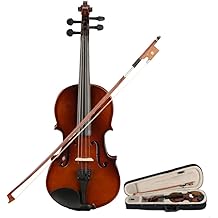 Acoustic Violin, Full Size Violin Kit with Case, Bow, Rosin Brown, 1/4 Violin