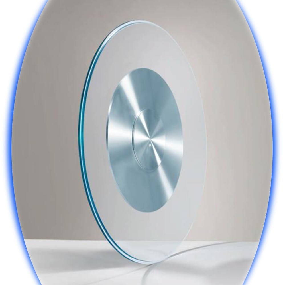 Plateau Tournant Rond en Verre Trempé De 76 Cm, Plateau De Service Épais De 10 Mm, avec Roulements Silencieux Et Rotation Fluide À 360° (70 Cm/27 Po)