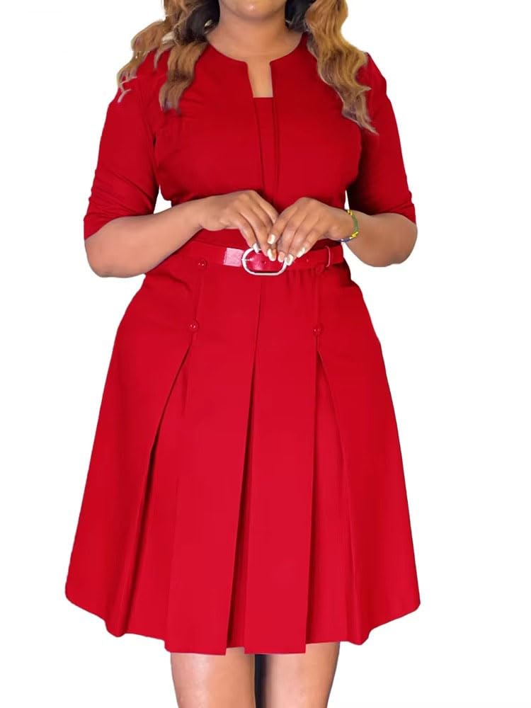 Vestidos midi para mujer con cinturón, media manga, acampanado, vestidos de invitados africanos para noche de graduación