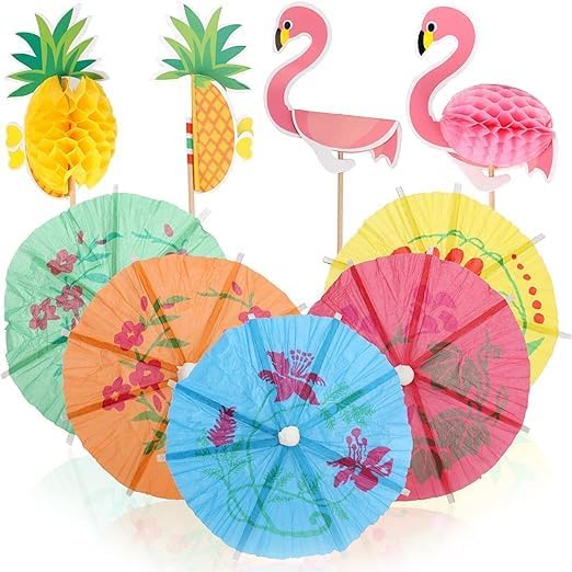 Amazon.com | Cocktail Umbrellas Picks, 90 PCS Tropical Hawaiian Party ...