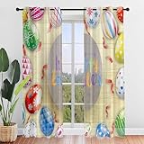 ENEN 2 Piezas Cortinas Dormitorio, Cortinas Salon 3D Semana Santa Modernas Translucidas Cortina Cortina de Gasa para Habitación Infantil, Salón (Beige,140x244cm)