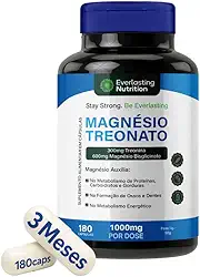 Magnésio Treonato Everlasting Nutrition - Suplemento de 300mg de Treonina + 600mg de Bisglicinato de Magnésio