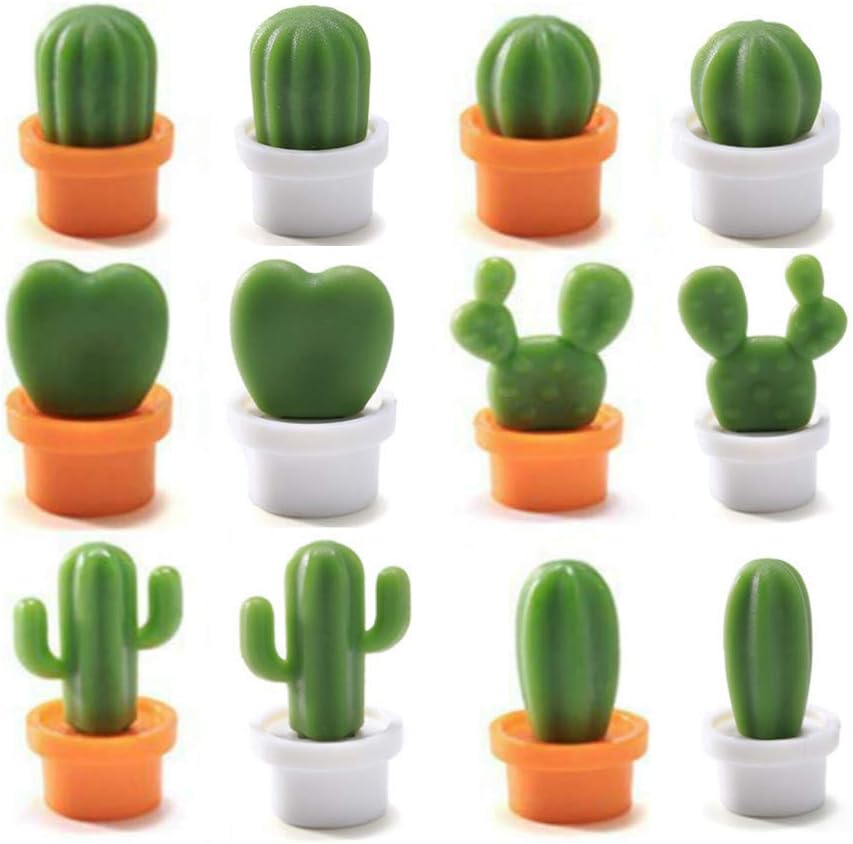 Refrigerator Magnet Kitchen Magnet Office Magnet whiteboard and Dry Cleaning Board, Lovely and Colorful Potted Design 12 Sets Cactus2