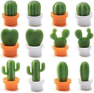 Refrigerator Magnet Kitchen Magnet Office Magnet whiteboard and Dry Cleaning Board, Lovely and Colorful Potted Design 12 Sets Cactus2