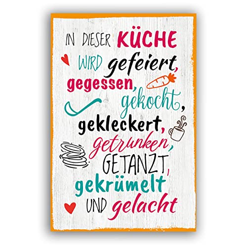 In dieser Küche wird gefeiert - Schild für Zuhause mit Zitat als Geschenk...