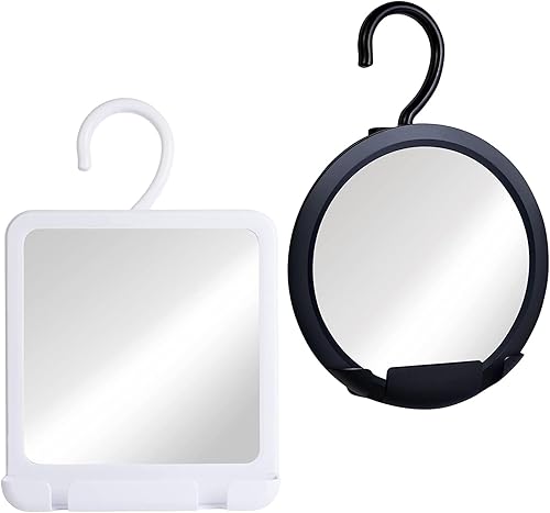 MIRRORVANA Espejo de ducha portátil sin niebla para afeitarse con gancho colgable, soporte para maquinilla de afeitar y espejo de ducha colgante sin