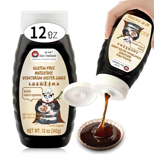 Sauce Grandmaster Gluten-Free Vegan Matsutake Oyster Sauce - Low Sodium, Non-GMO, No Preservatives/MSG - Healthy Stir-Fry & Marinade Sauce - 12 Fl Oz Squeeze Bottle (Asia's 1 Gluten-Free)